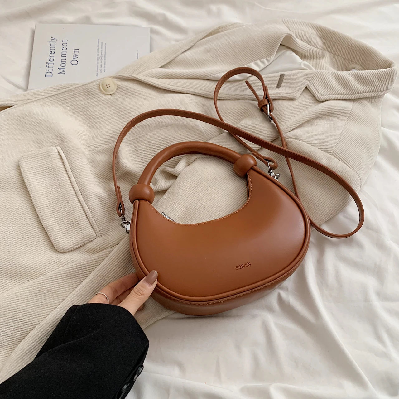 Half Moon Hobo Bag — Soft Leather Shoulder Bag & Crossbody Purse