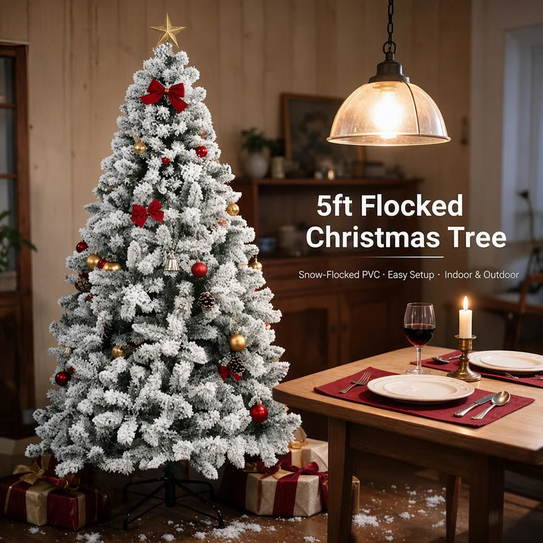 5ft Artificial PVC Fir Christmas Tree — Lush 355-Tip Design with Foldable Stand