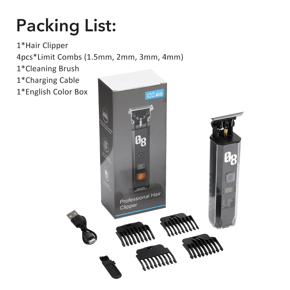 Ms.Dear Men's Cordless Hair Clipper — Professional Grooming Kit with LED Display