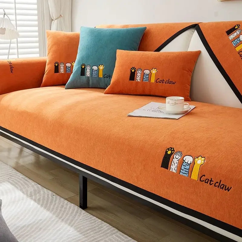 Premium Chenille Sofa Cushion Cover — Non-Slip Rectangular Seat Protector