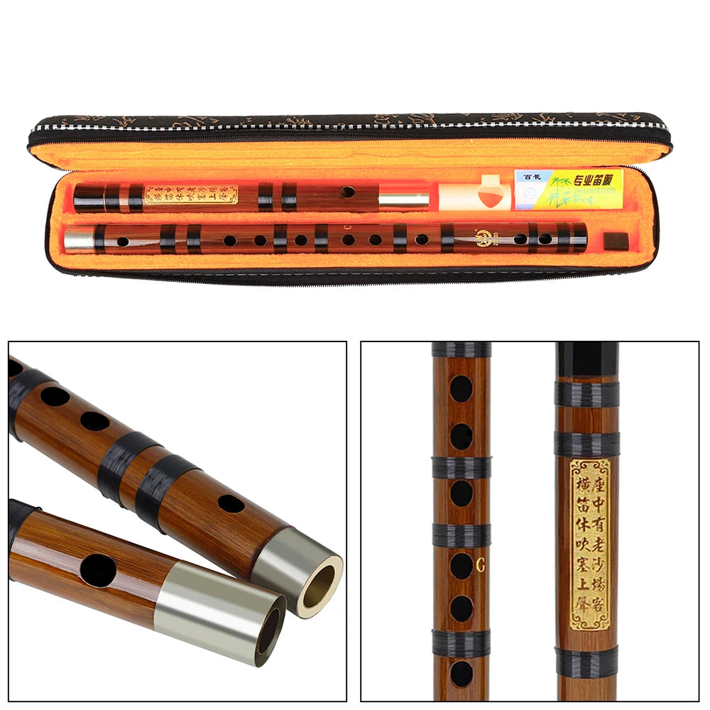M MBAT Traditional Bamboo Flute — Handcrafted Musical Instrument with Brass Joints