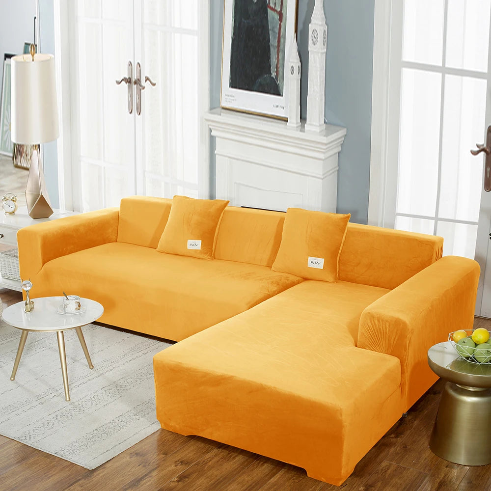 airldianer Velvet Sofa Cover — Luxury Elastic Slipcover for L-Shaped & Sectional Sofas