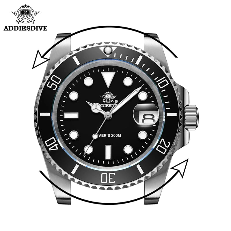 ADDIESDIVE Men's Classic Diver Watch — 200m Water Resistant Quartz Timepiece