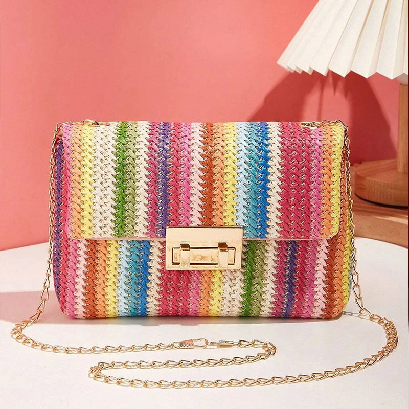 Yogodlns Straw Crossbody Bag — Stylish Bohemian Shoulder Bag for Banquets