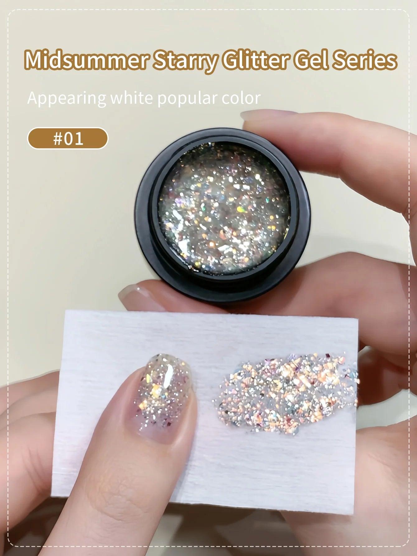 Chrome Platinum Glitter Gel Polish Kit — Shiny UV LED Soak Off Manicure Set