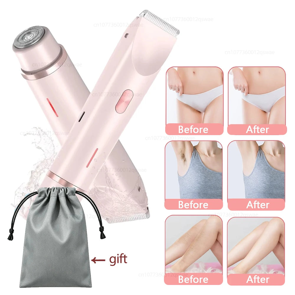 Electric Women's Shaver — Dual Head Body Epilator for Bikini and Underarms