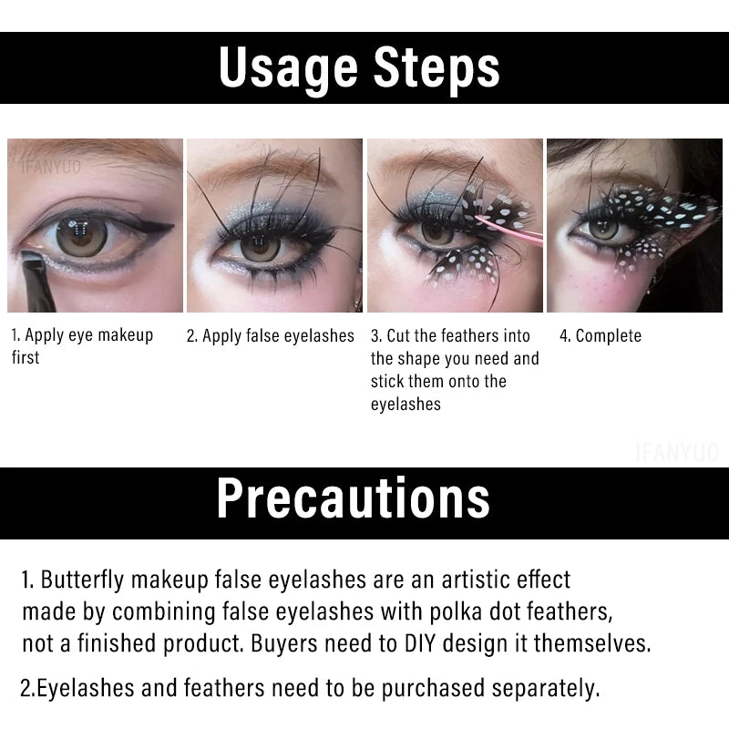 Artistic Butterfly Feather Eyelash Decor — Creative DIY Makeup Accents