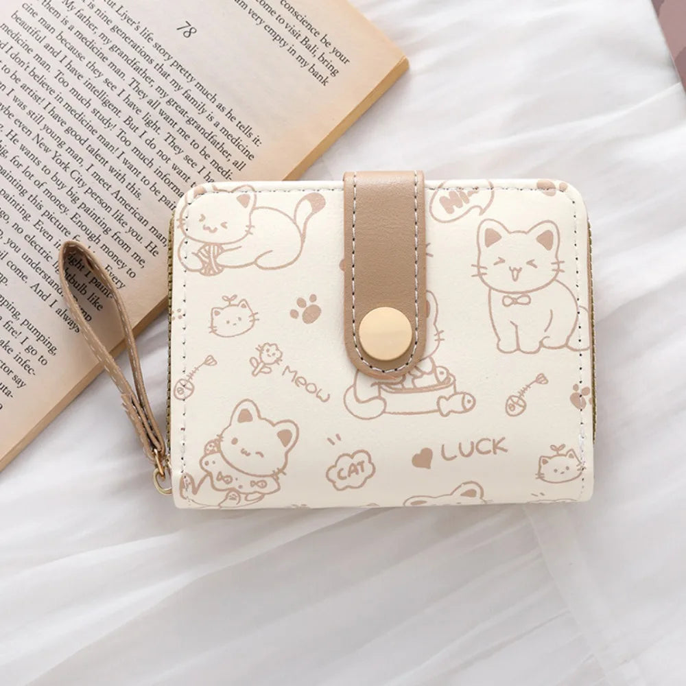 Cute Cat Coin Purse — Compact PU Leather Wallet for Women