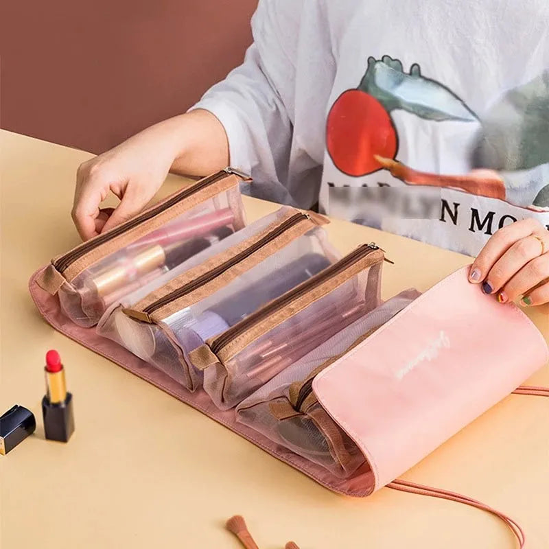 4-in-1 Detachable Cosmetic Bag — Large Capacity Travel Makeup Organizer