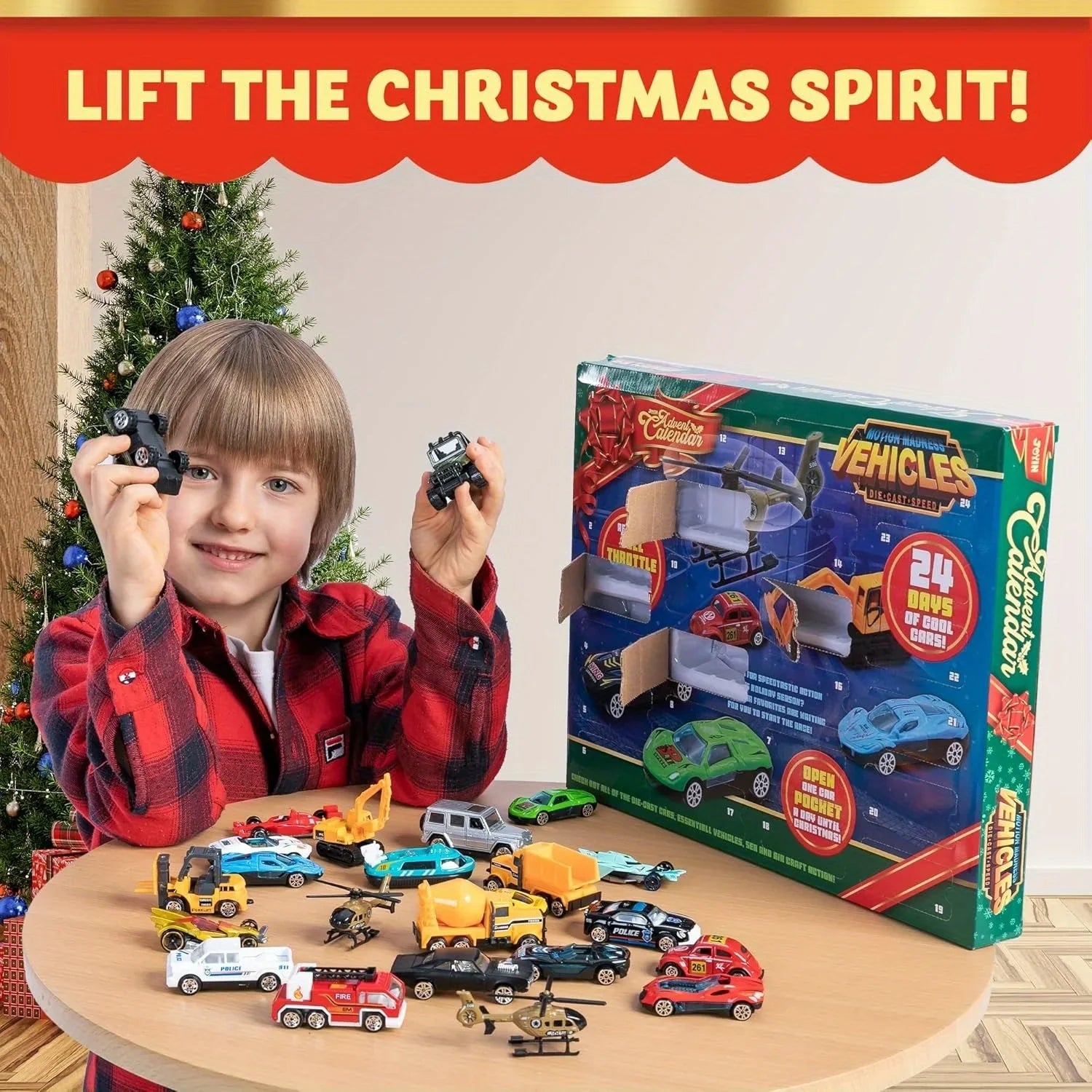 Joyfy Christmas Vehicle Advent Calendar — 24 Day Countdown Diecast Car Set