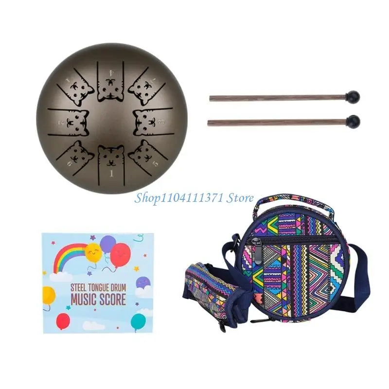 8-Tone Steel Tongue Drum — Musical Percussion Instrument for Beginners