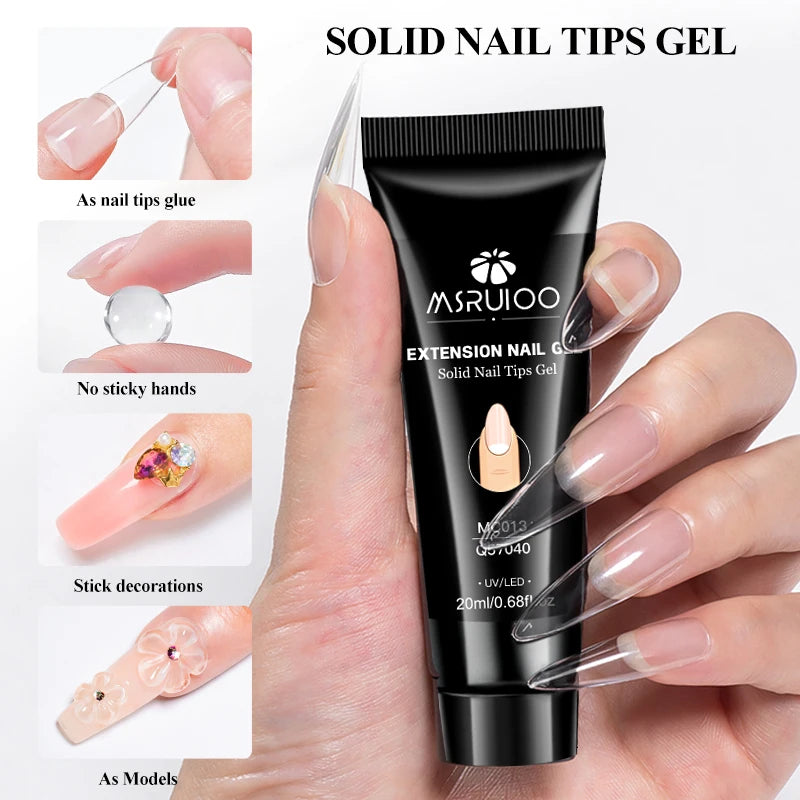 MSRUIOO Solid Nail Glue Gel — Long Lasting Adhesive for Press On Nails
