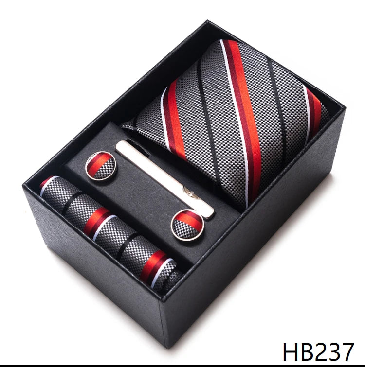 VanGise Men's Necktie Set — Business Tie, Cufflinks, and Pocket Square Kit