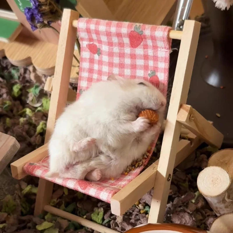 Wooden Hamster Chair Bed — Small Animal Habitat Decor & Photo Prop