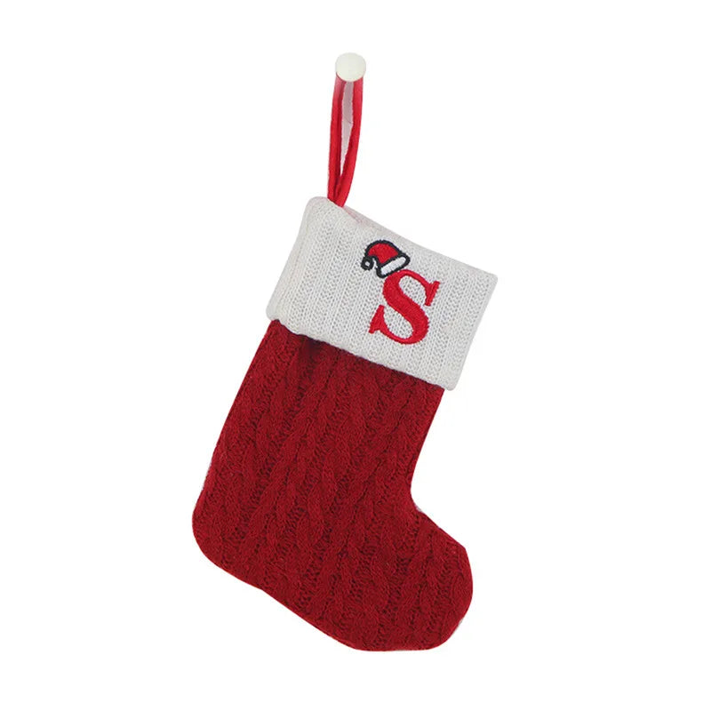 Knitted Snowflake Christmas Stocking — Decorative Holiday Tree Ornament