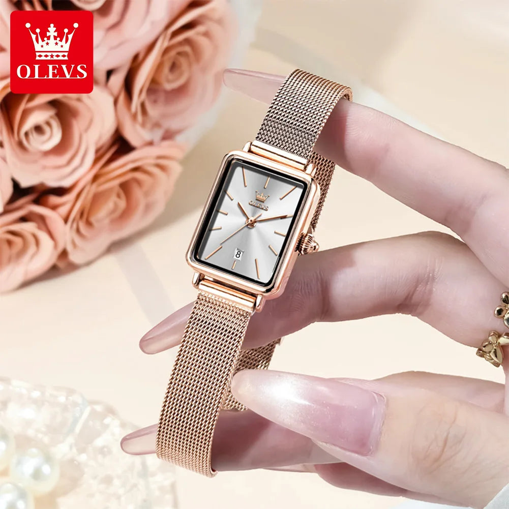 OUPINKE Square Quartz Watch — Ultra Thin Fashion Design with Auto Date