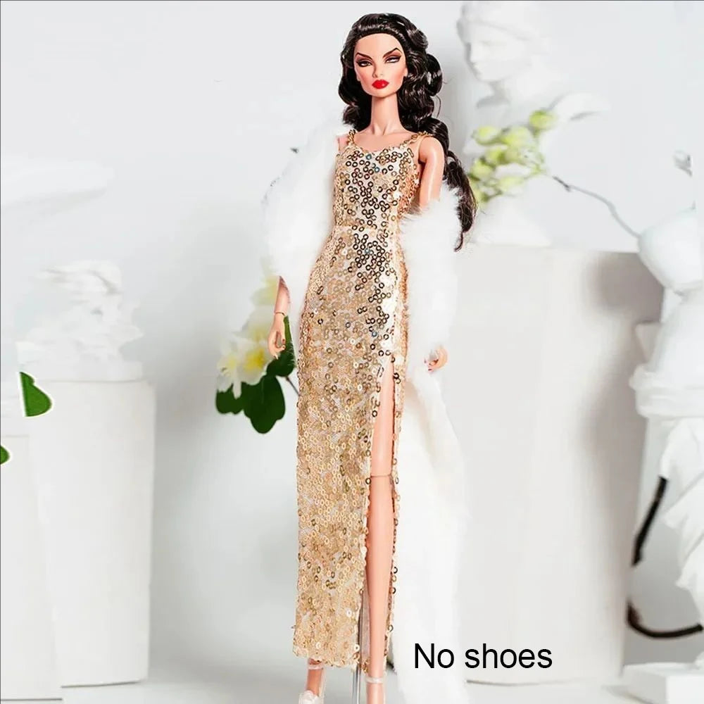 Xianxian Princess European Lace Golden Dress — Elegant Doll Clothing Set
