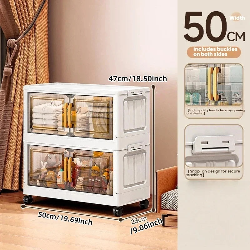 Foldable Double-Door Storage Cabinet — Space-Saving Floor Standing Organizer