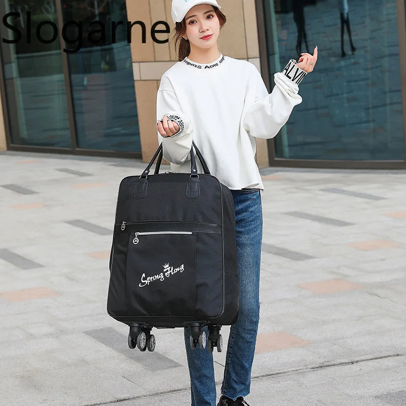 Rolling Travel Luggage Bag — Waterproof Oxford Cloth Suitcase with Wheels