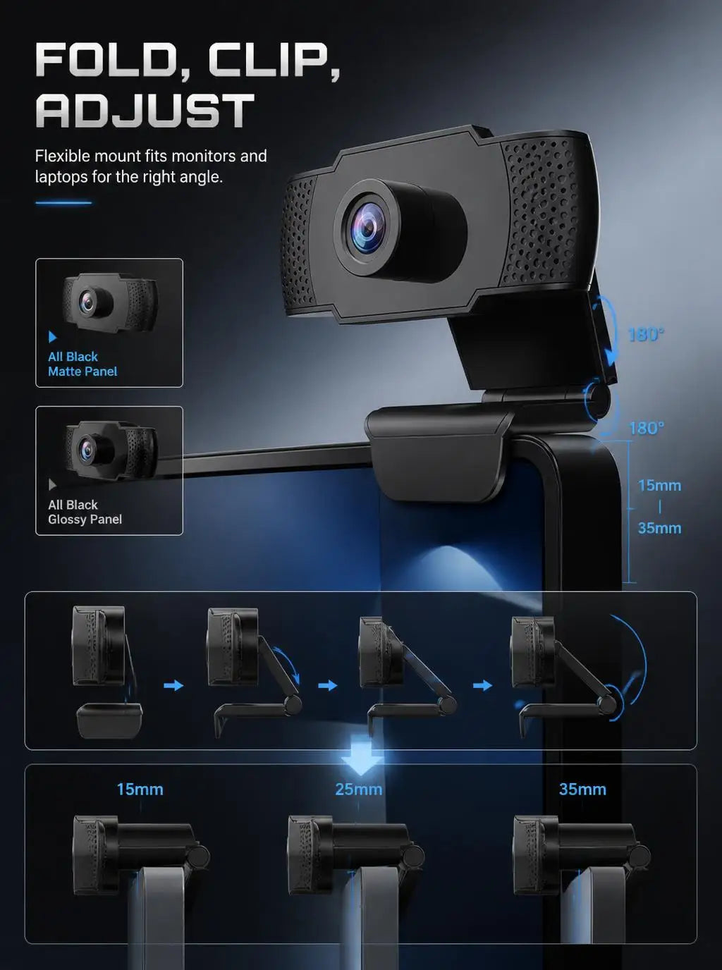 Full HD 1080P Webcam — High Definition Video with Built-in Microphone