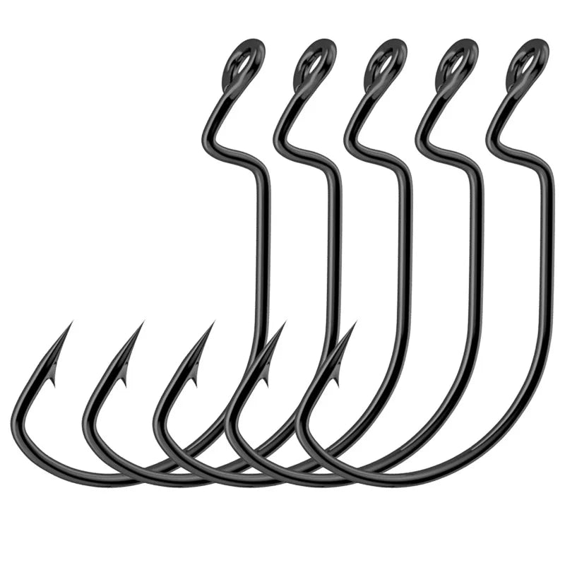 MrLurion Wide Gap Offset Fishing Hooks — High Carbon Steel Barbed Lures