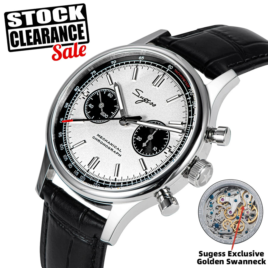 SUGESS 1963 Pilot Watch — Mechanical Chronograph Panda Wristwatch