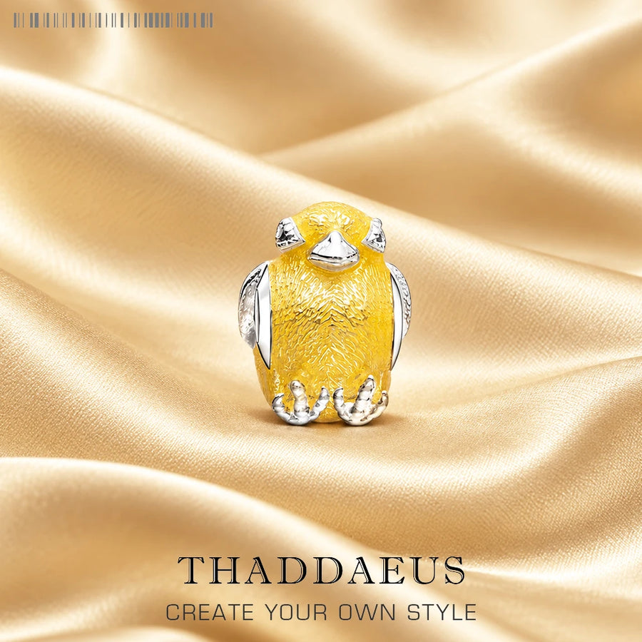 Thaddaeus Sterling Silver Chicken Charm — Animal Bead for DIY Jewelry