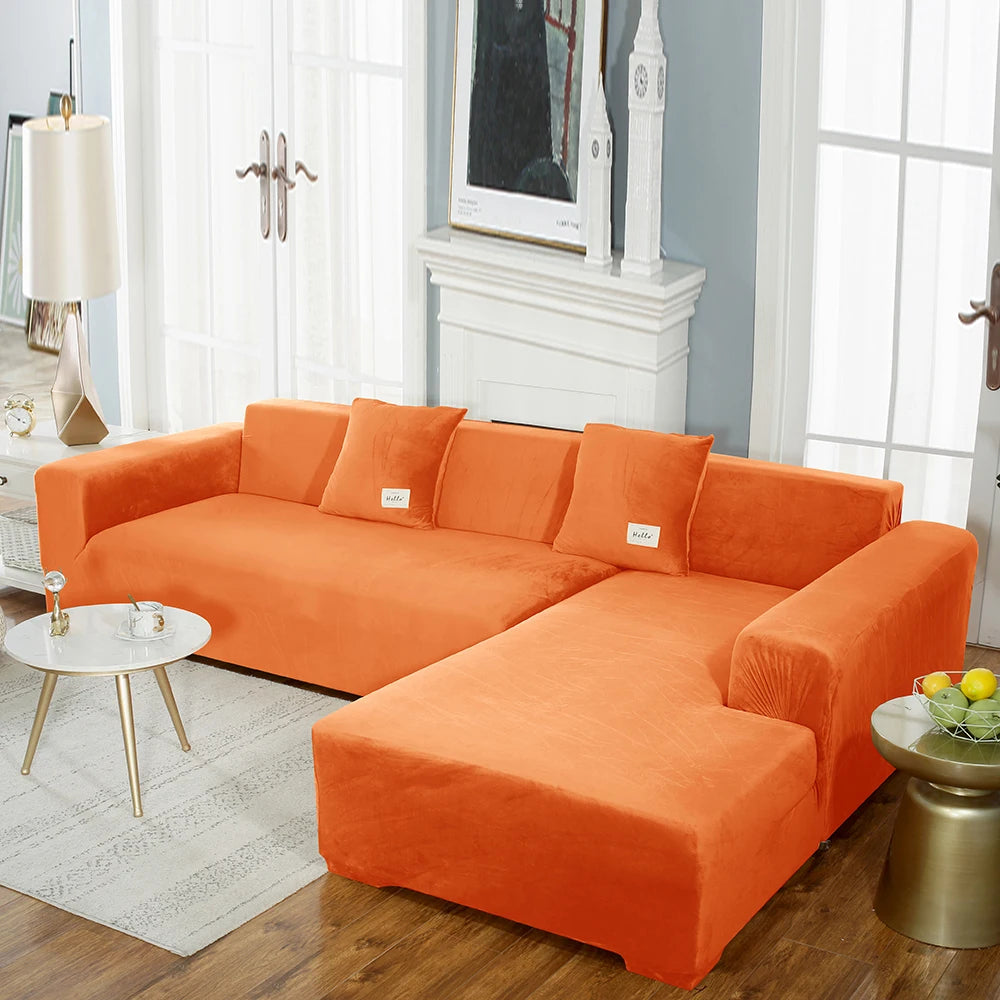 airldianer Velvet Sofa Cover — Luxury Elastic Slipcover for L-Shaped & Sectional Sofas