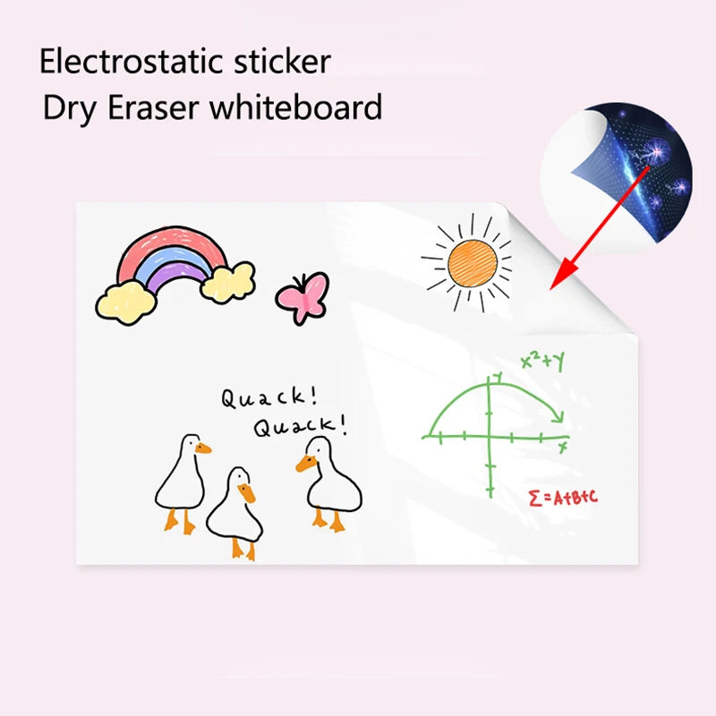 Reusable Static Whiteboard Sticker — Damage-Free Wall Mountable Writing Surface