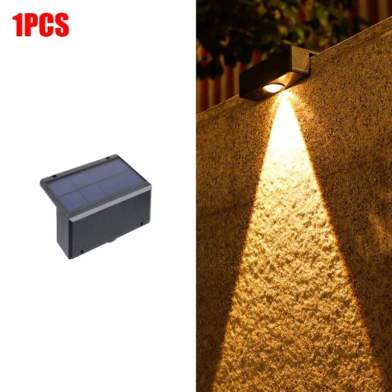 Solar Powered LED Wall Lamp — Waterproof Outdoor Garden Lighting