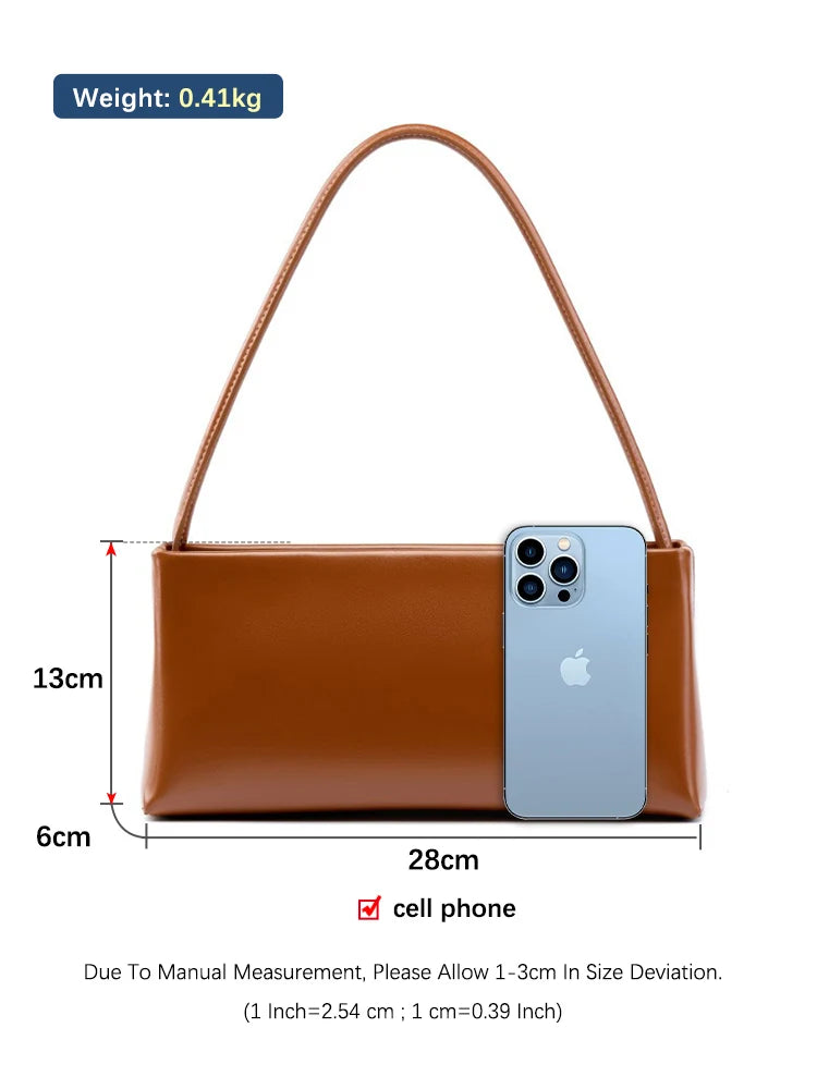 ZENCY Luxury Leather Shoulder Bag — Elegant Baguette Style Crossbody