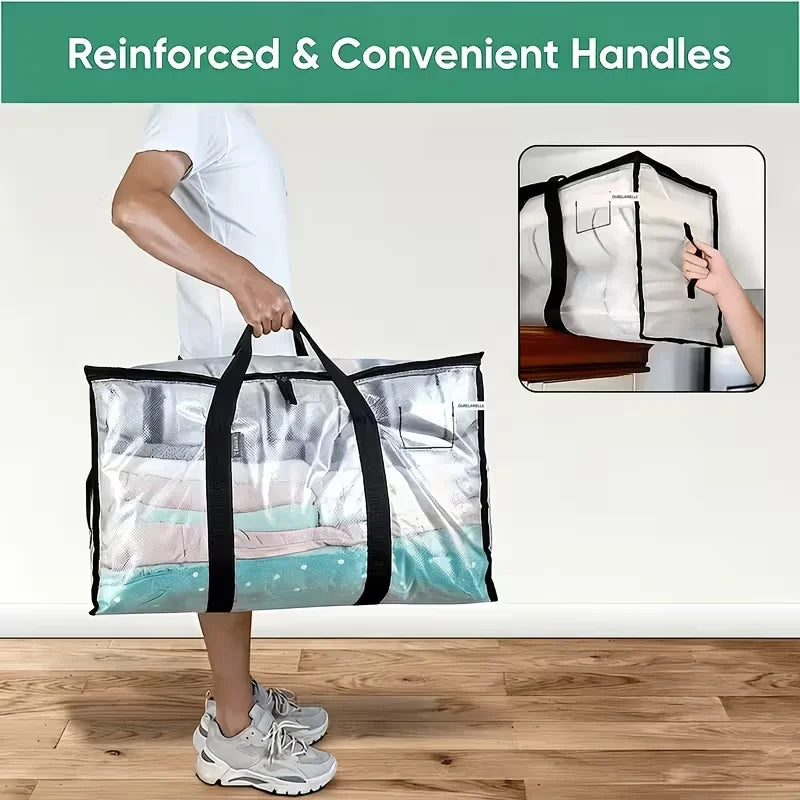 Heavy-Duty Moving Storage Bags — Foldable Zippered Totes for Bedding & Clothes