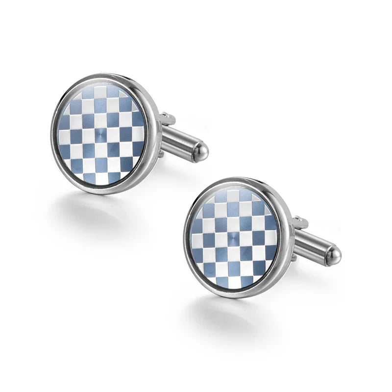 UJOY Luxury Copper Cufflinks — Elegant Round and Square Men's Jewelry Set