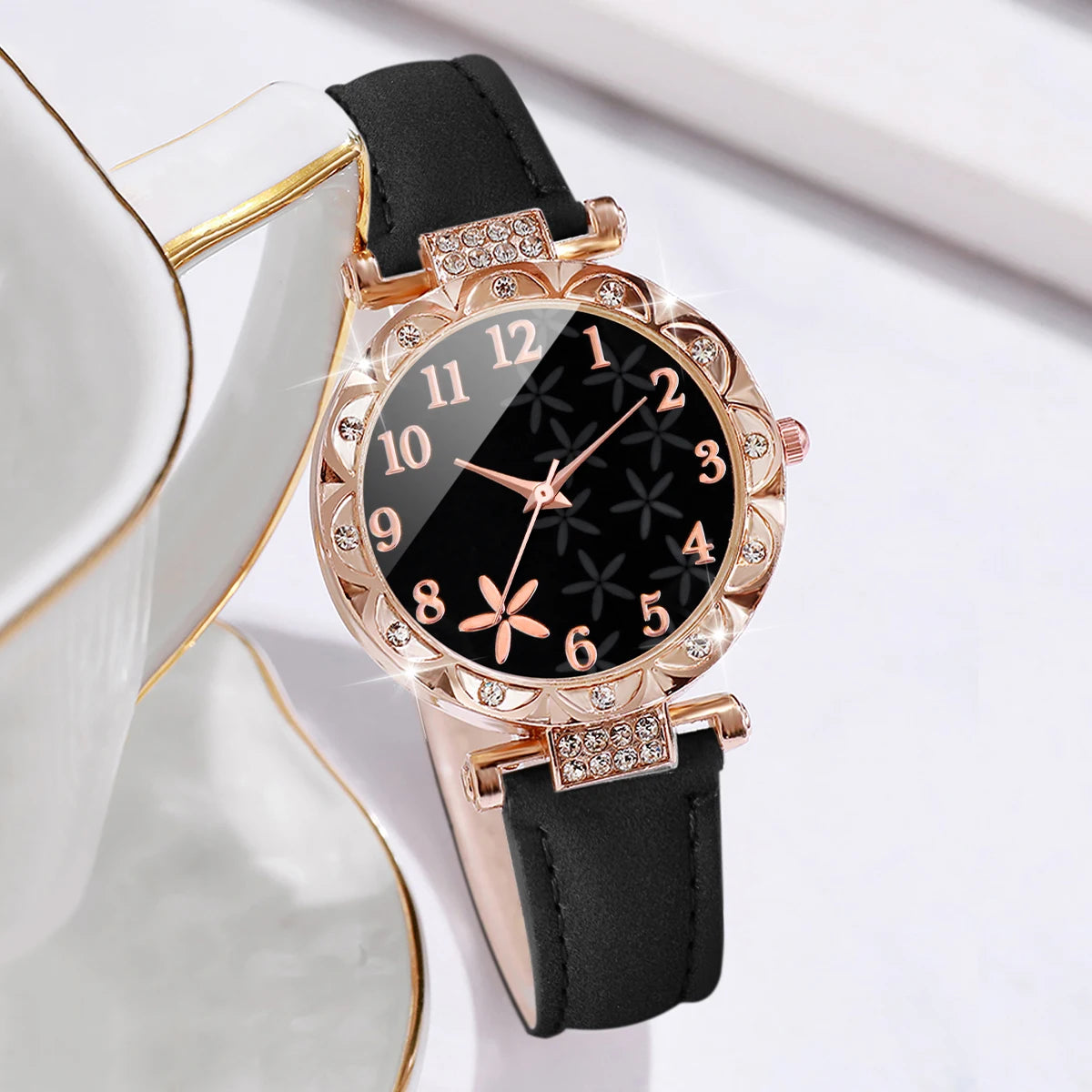 Women's Watch Set — Leather Band Quartz