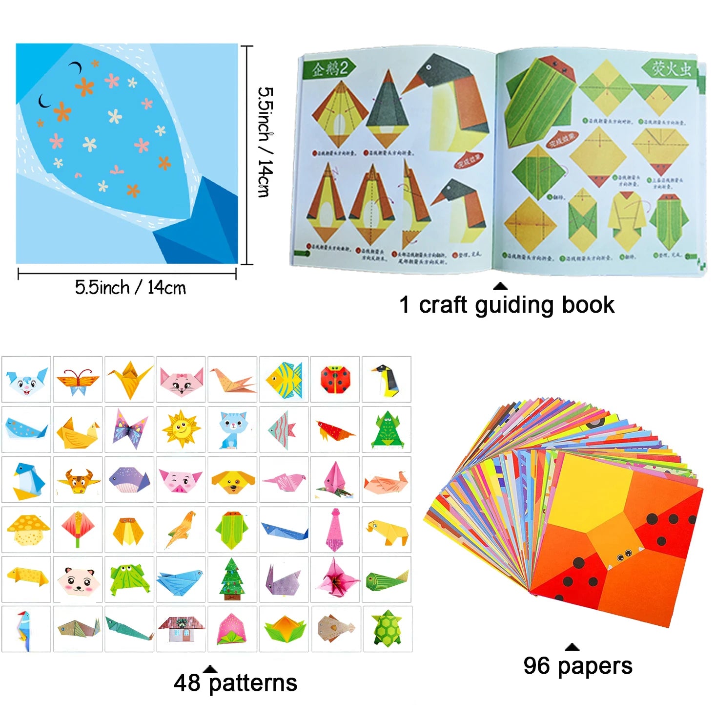 Origami Paper Craft Kit — DIY Art Project Supplies with Instruction Book