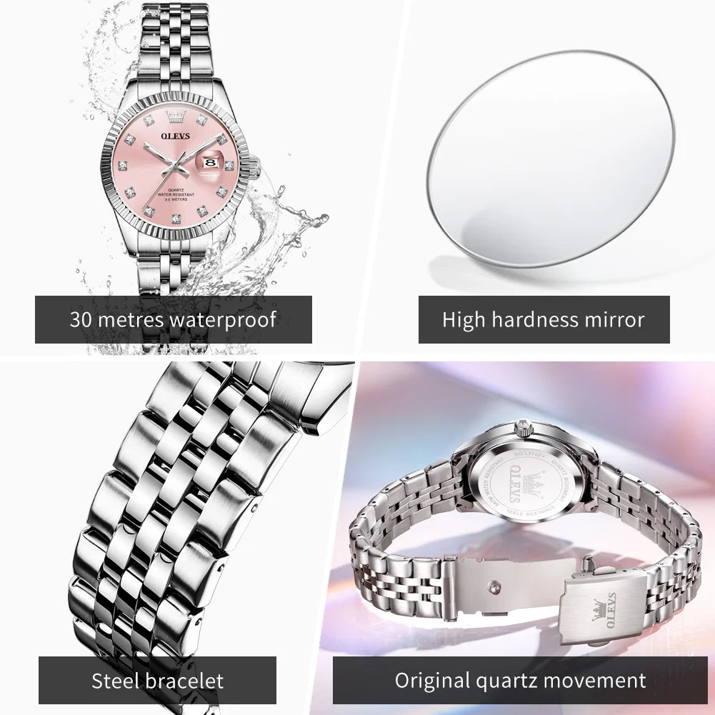 OLEVS Women's Elegant Quartz Watch — Stainless Steel Fashion Accessory