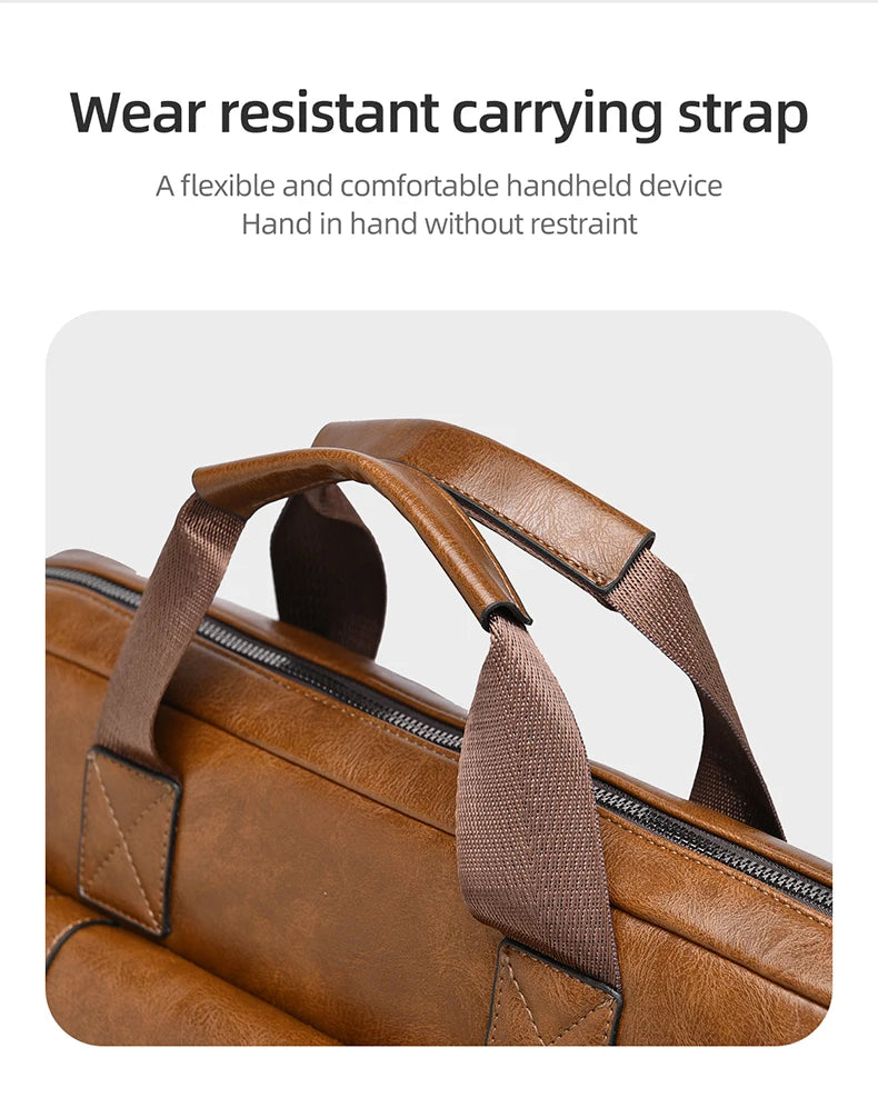 weixier Men's Business Briefcase — PU Leather Laptop Messenger Bag