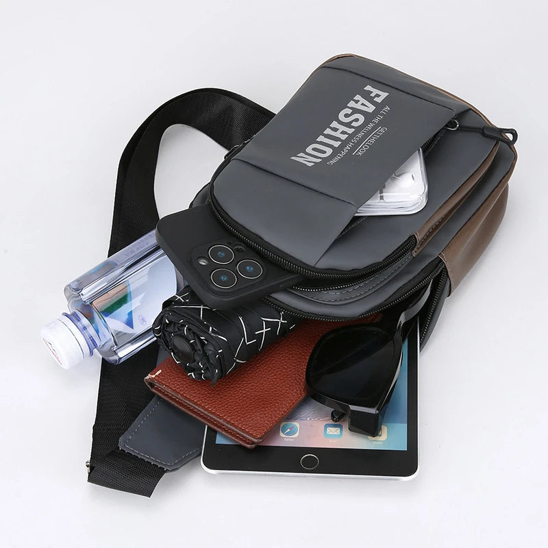 Splicing Style Sling Chest Bag — Lightweight Multi-Pocket Crossbody Pack