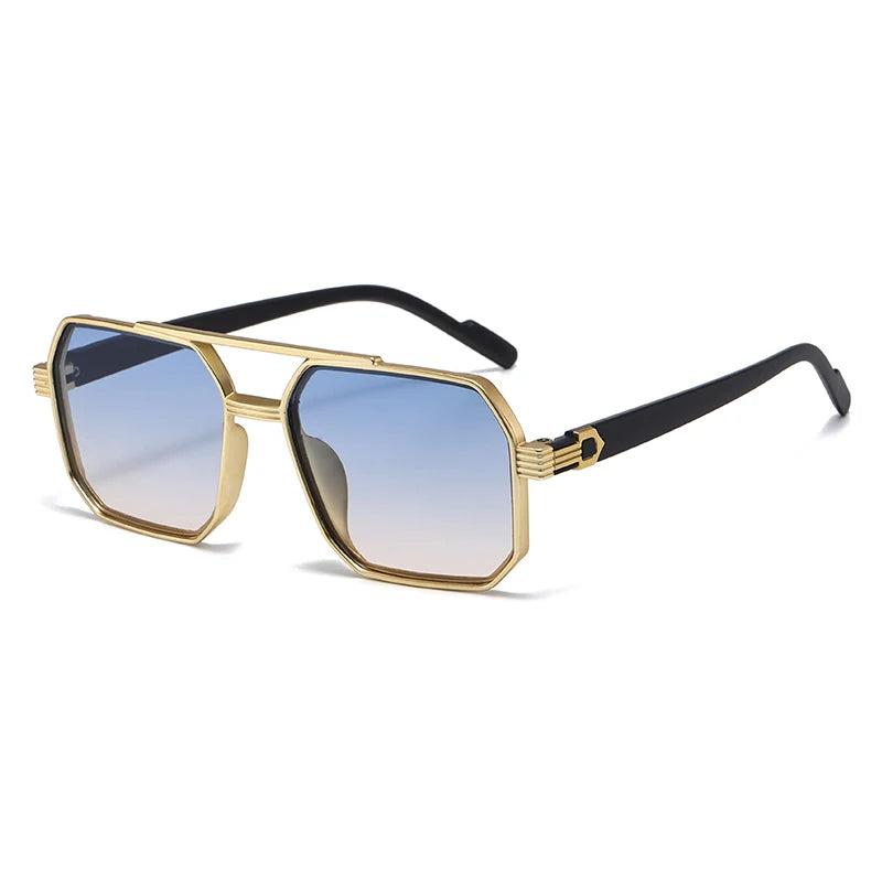 Julyrays Polygonal Double Beam Eyewear — Retro Trendy Large Frame Glasses