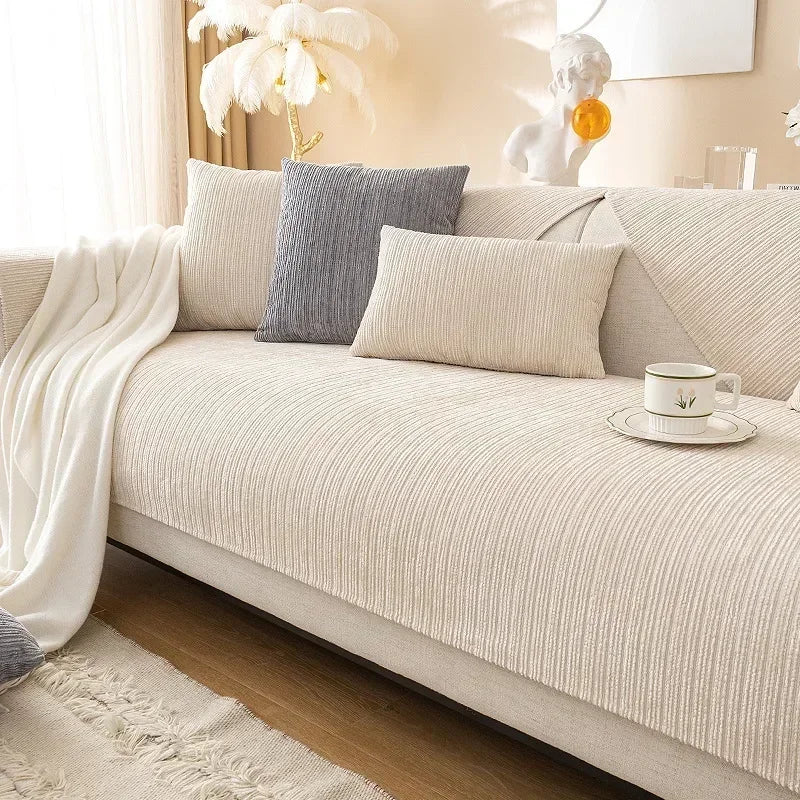 Chenille Sofa Mat Cover — Anti-Slip Cushion Protector for Living Room