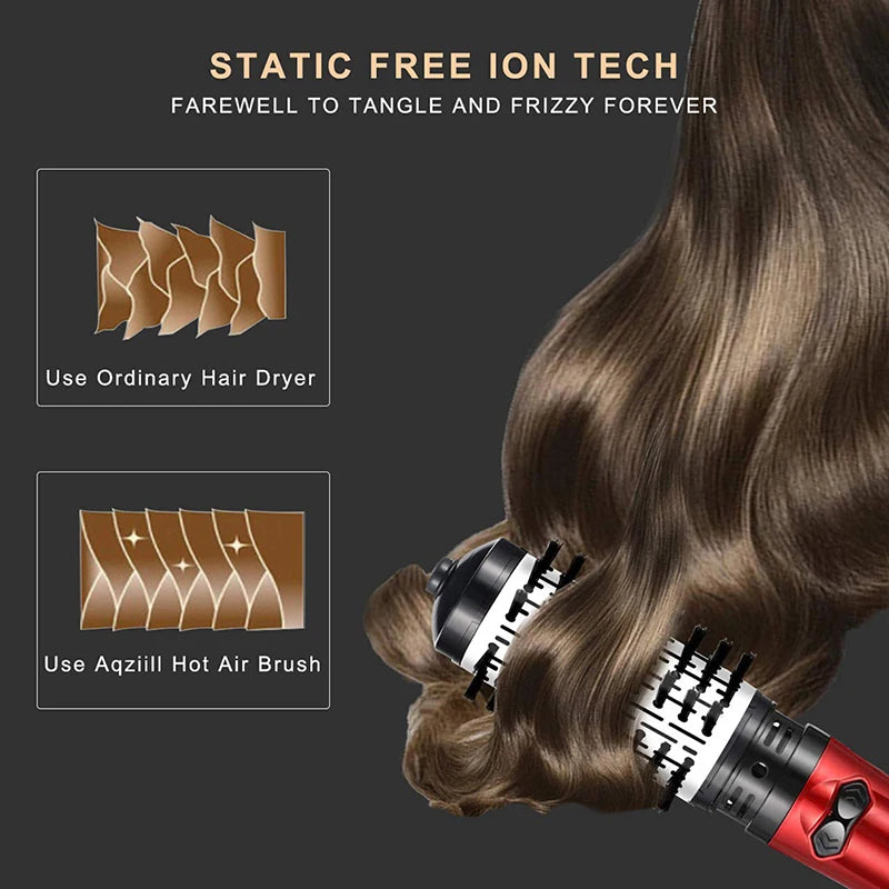 3-in-1 Rotating Hot Air Brush — Automatic Hair Dryer and Curler Comb