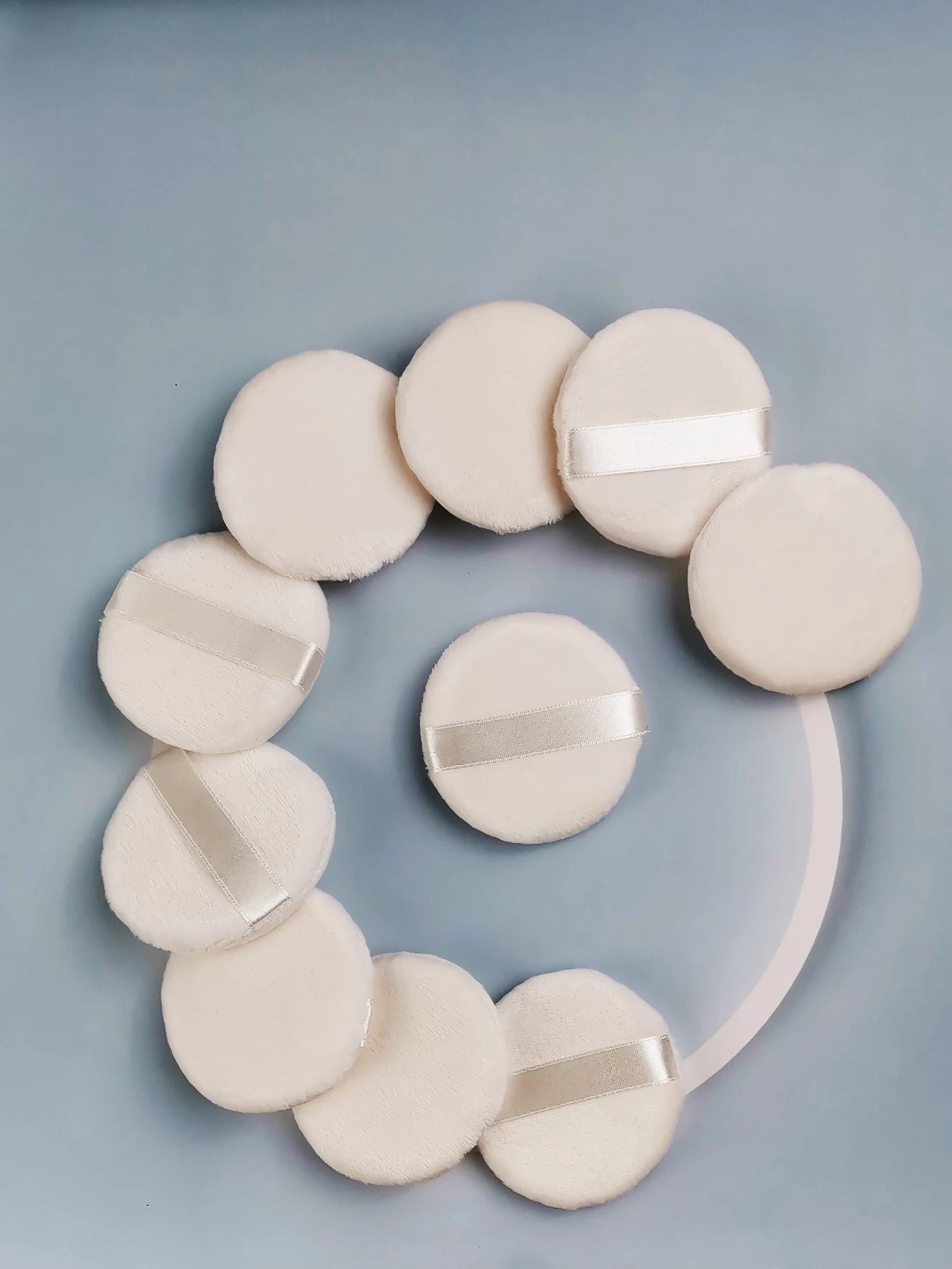 White Round Powder Puffs — Set of 7 for Base and Setting Makeup