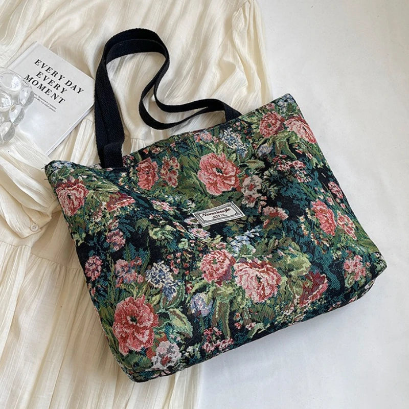 macroupta Women's Canvas Tote Bag — Spacious Shoulder Bag with Zipper