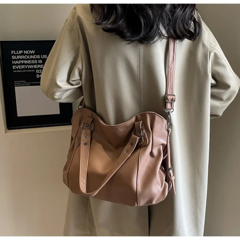 macroupta Large Capacity Hobo Handbag — Stylish Soft Leather Shoulder Tote