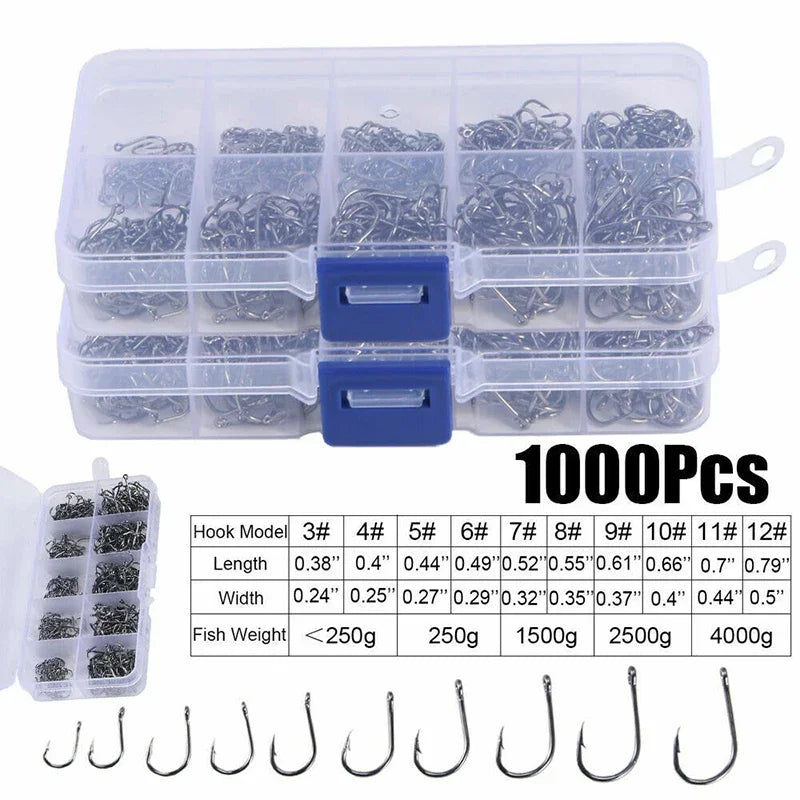 Carbon Steel Fishing Hooks — Sharp Barbed Circle Hooks for Saltwater & Freshwater