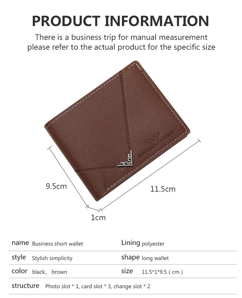 Men's Slim Bifold Wallet — Compact Leather Money Clip & Card Holder