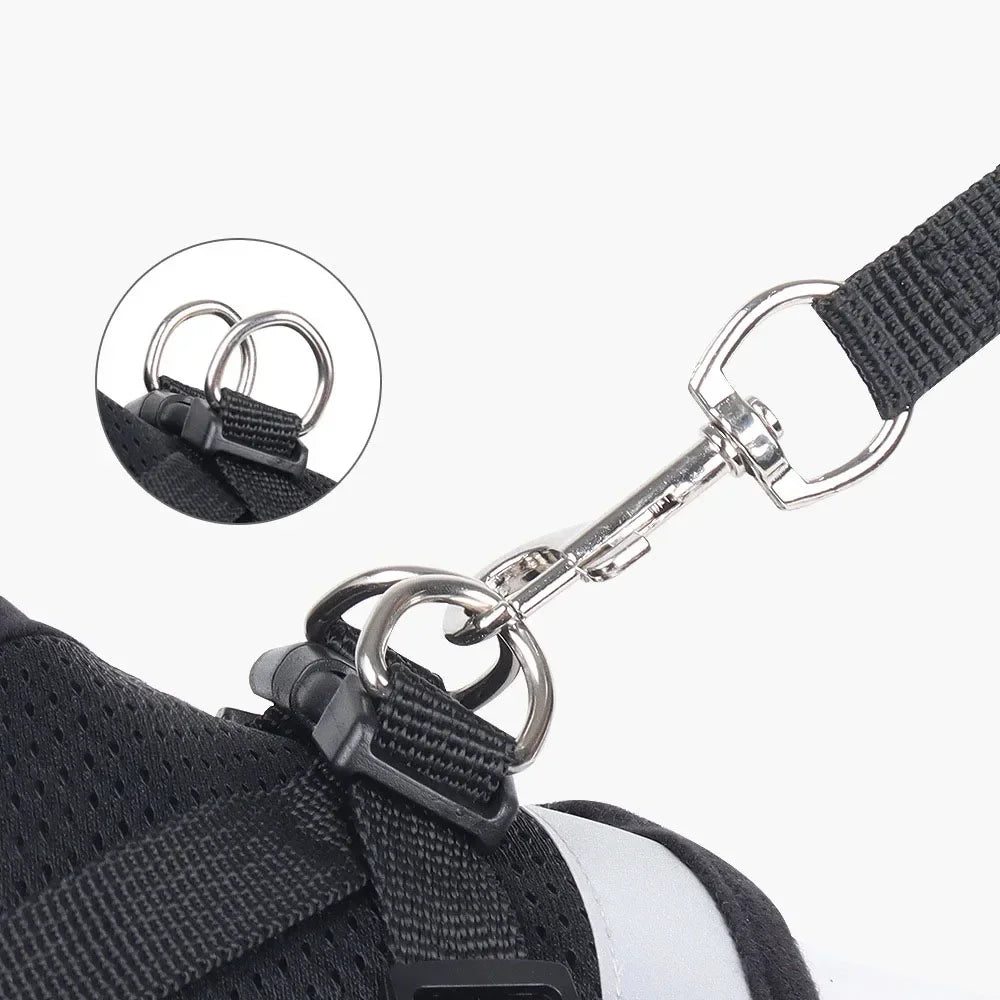 Reflective Mesh Pet Harness and Leash Set — Breathable Adjustable Vest
