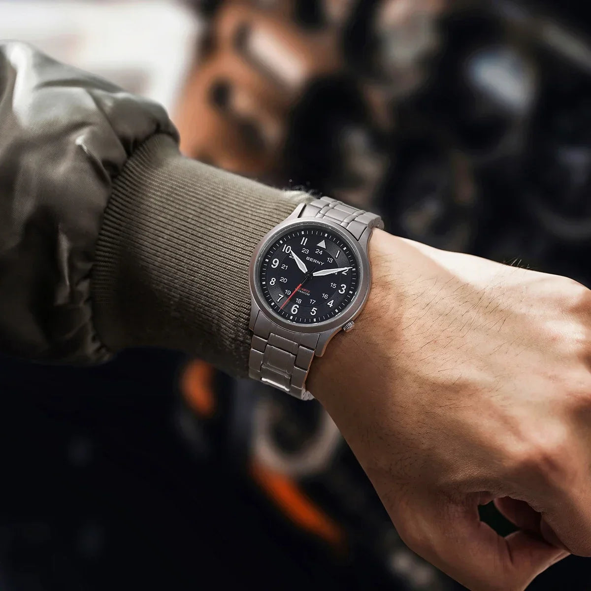 BERNY Full Titanium Field Watch — Luminous Quartz Men's Wristwatch