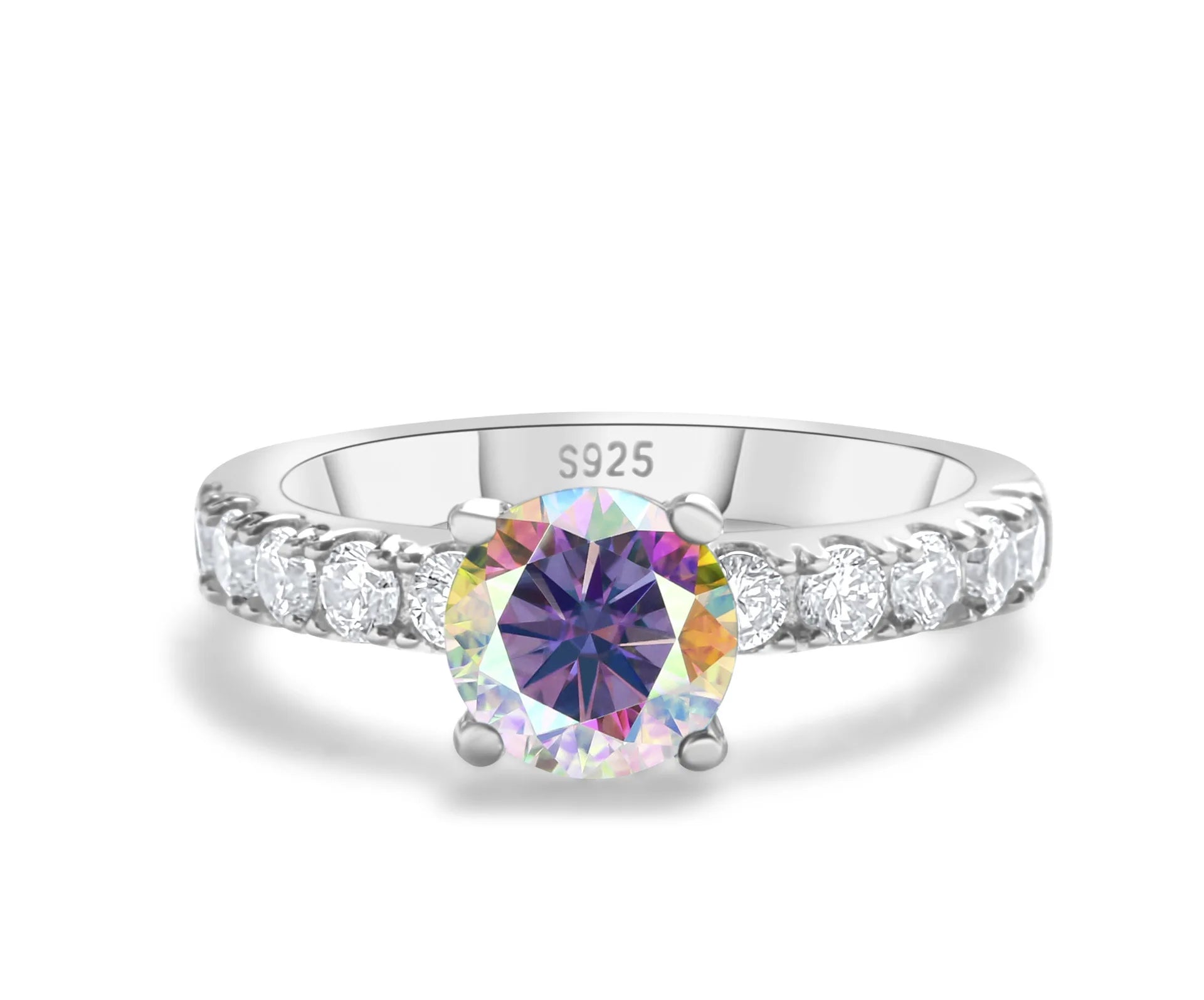 Moissanite Round Cut Cocktail Ring — 1 Carat D VVS1 Gemstone in S925 Silver