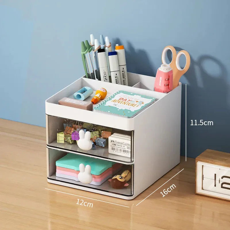 Compact Desk Organizer with Drawer — Multi-Purpose Stationery & Makeup Storage